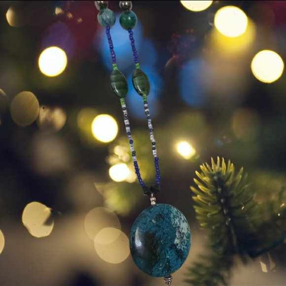 Genuine Turquoise Hand Crafted Beaded Necklace - Picture 5 of 6